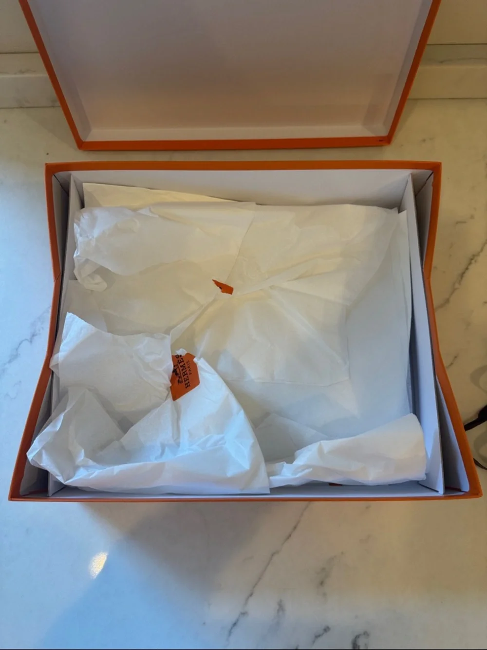 Hermès Orange Gift Box with Black Ribbon 11.5x14x4.5